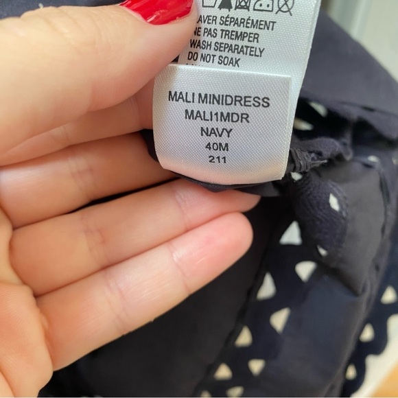 NEW Antik Batik Mali navy blue long sleeve button lace dress puff sleeve 40 - Picture 12 of 13